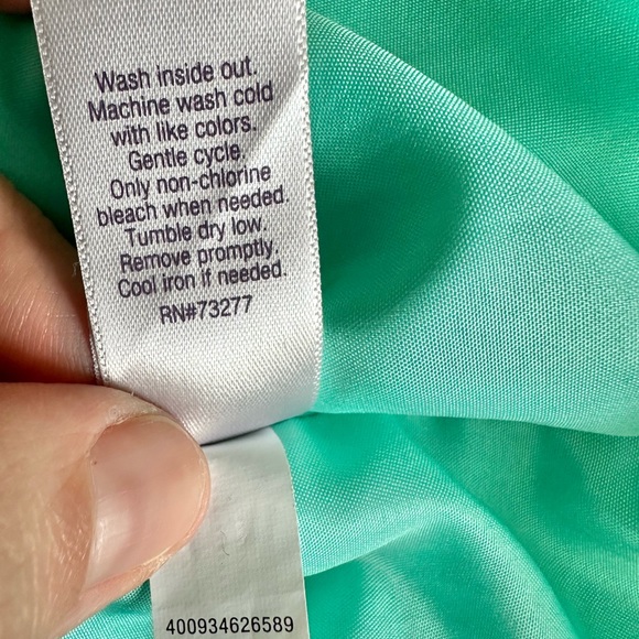 Jennifer Lopez JLO Surplice Faux Wrap Floral Dress Aqua Sleeveless  Size 1X - Picture 8 of 11